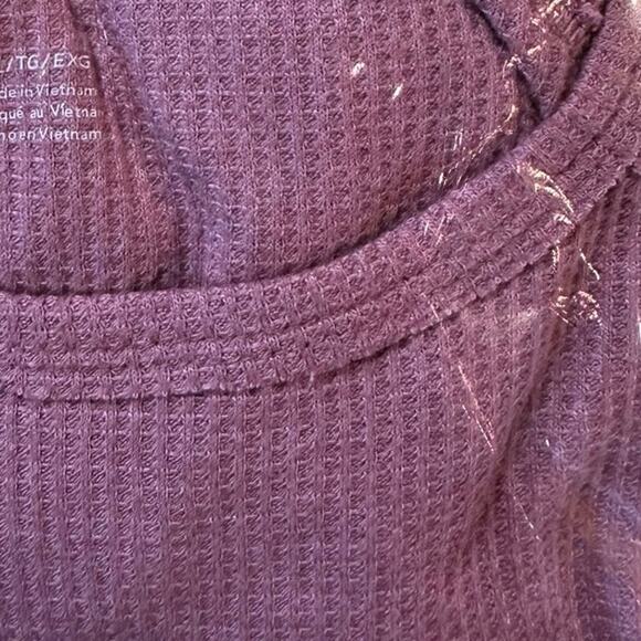 American Eagle Women's Purple Waffle Knit Raglan Short Sleeve Shirt XL - Picture 4 of 4